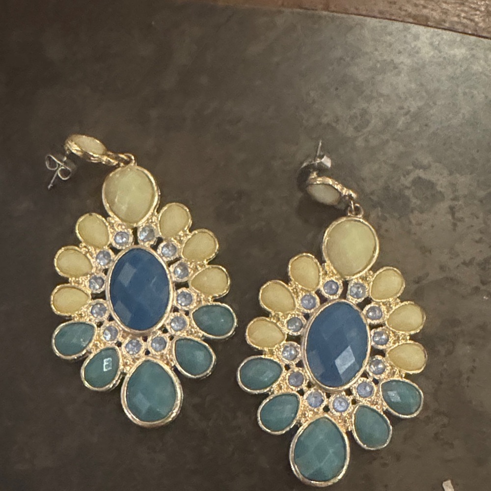 Elegant Blue and Gold Earrings